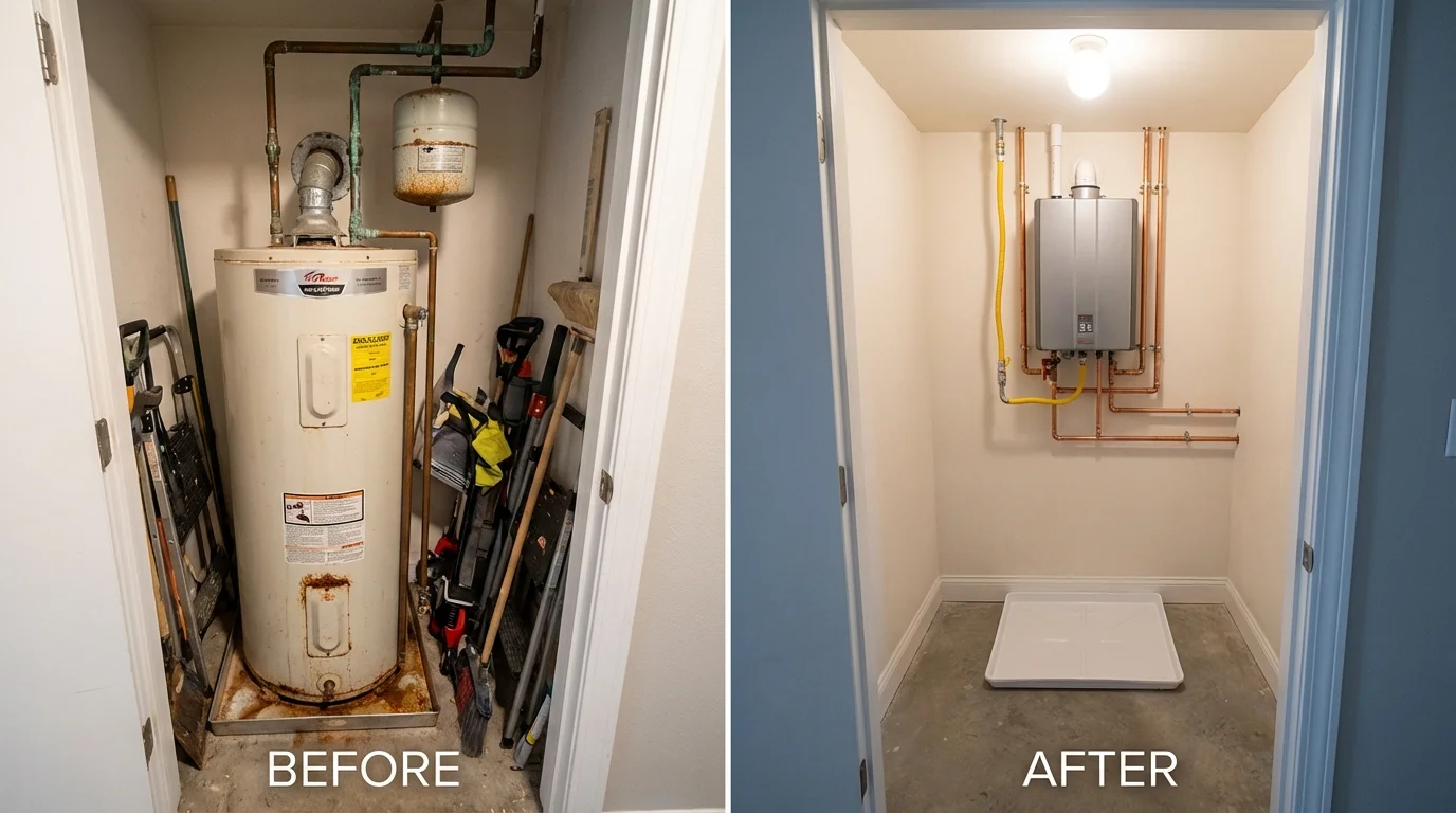 Tank water heater versus wall-mounted tankless unit comparison for Benton, KY homeowners